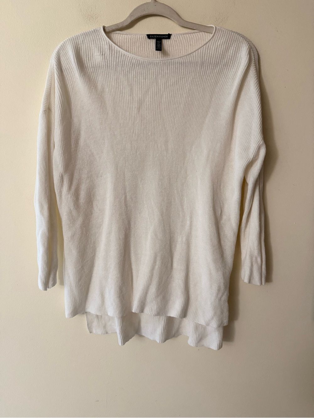 Eileen Fisher Ivory Ribbed Knit Top, size XXS